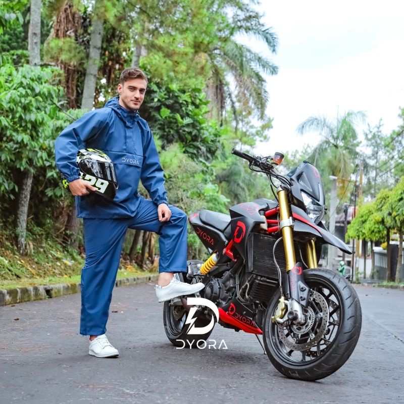 Raincoat DYORA  Series Blue/ Jas Hujan Pria Wanita Dewasa Anti Air Raincoat Bahan Premium