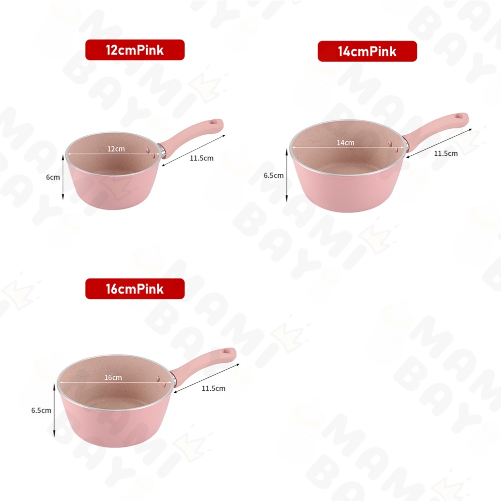 Mamibayi 12/14/16/18cm Panci Susu Anti Lengket Panci Teflon Marble Sauce Pot Mini