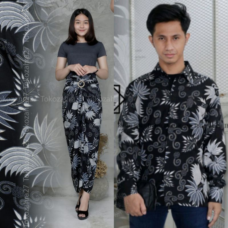 Couple Kemeja Batik Rok Lilit batik Lengan Panjang MOTIF KELAPA