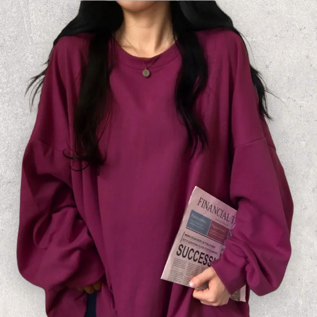 OVERSIZE SWEATER XXXL OBLONG WANITA BIG SIZE CREWNECK-UNGU TUA