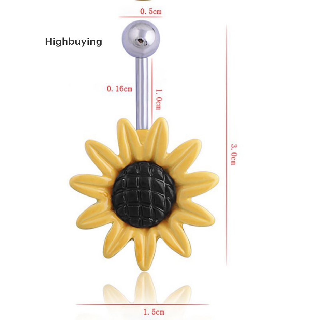 Hbid Fashion Bunga Daisy Menjuntai Belly Button Rings Body Navel Bar Glory