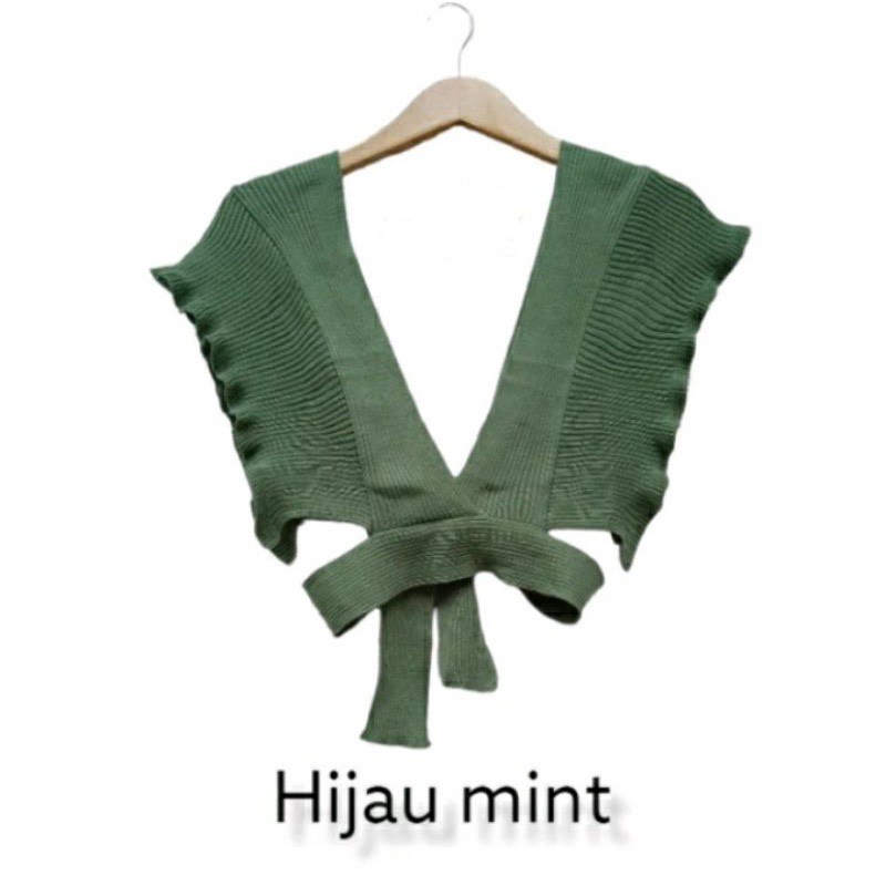 Vest knit korea croptop/ruffle rompi rajut wanita outer korean style