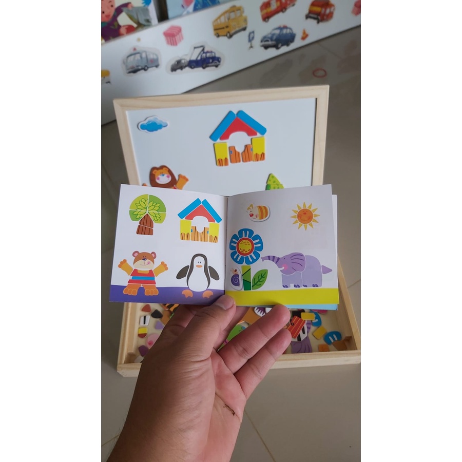 Puzzle Magnet Mainan Anak Puzzle Mainan Kayu Papan Tulis Edukatif