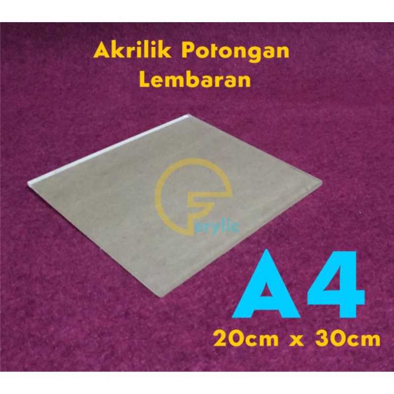 

Akrilik lembaran A4 (30cmx20cm) 2mm bening transparan