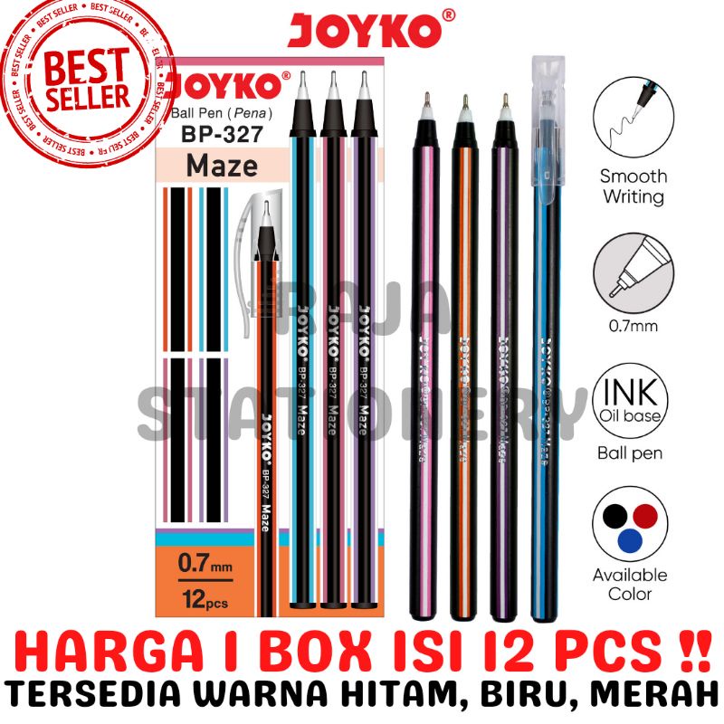 

TERMURAH !! BALL PEN JOYKO MAZE PULPEN LILIN PULPEN HITAM BIRU MERAH JOYKO BP-327 LUSIN [12PCS]