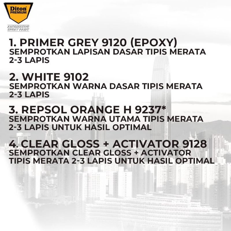 Pilok Cat Semprot Diton Premium Repsol Orange 9237 Orange Repsol 400cc Tahan Bensin .Cat Semprot