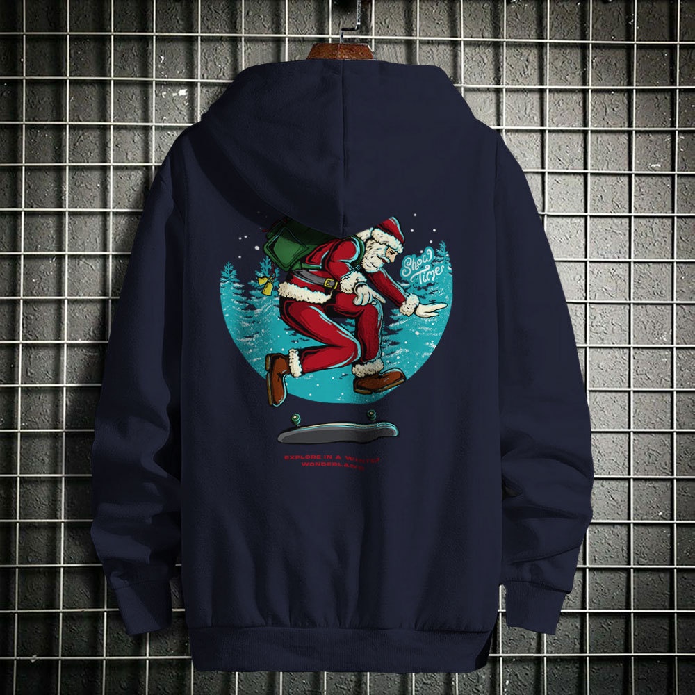 HIPNOP  SANTA SKATE Outerwear Unisex Zipper Motif Pria Premium Jaket Pria Jumper Hoodie Hoodie Pria Hodie