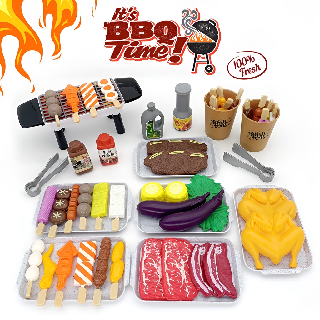 BBQ Set Play Time | Mainan Anak Perempuan Masak Masakan Usia 3-4-5-6-7 Tahun | Kado Ulang Tahun Anak Cewek