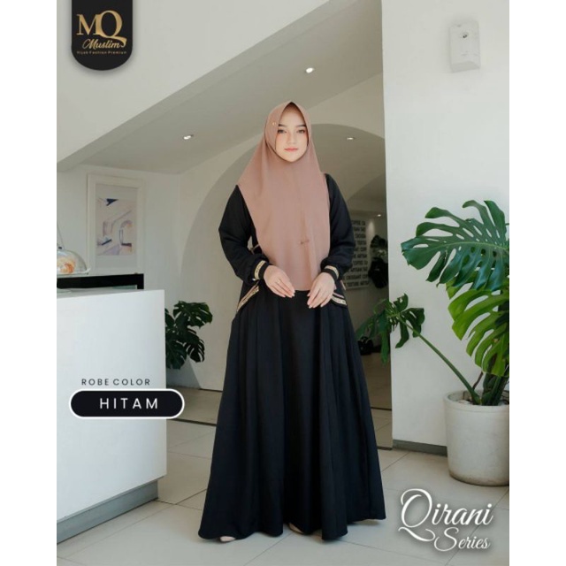 Gamis Syari Dewasa Qirani Series Black White by MQ Muslim