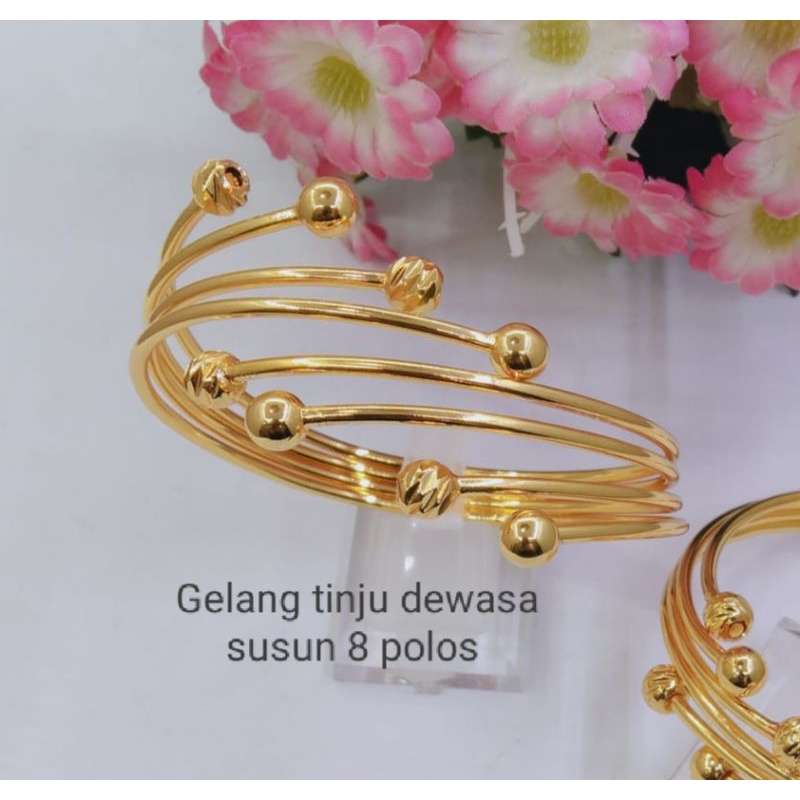 DS280. Gelang tangan xuping wanita lapis emas model tinju 8 susun polos