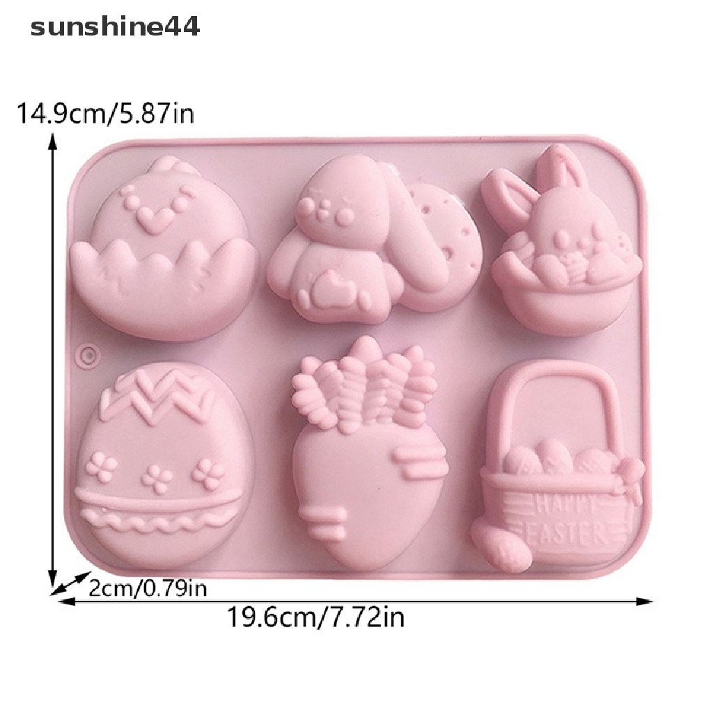 Sunshine Happy Easter Cetakan Bunny Easter Telur Silicone Mold Coklat Jelly Puding Kue Dekorasi Cetakan Rumah Tangga Dapur Pesta Paskah.