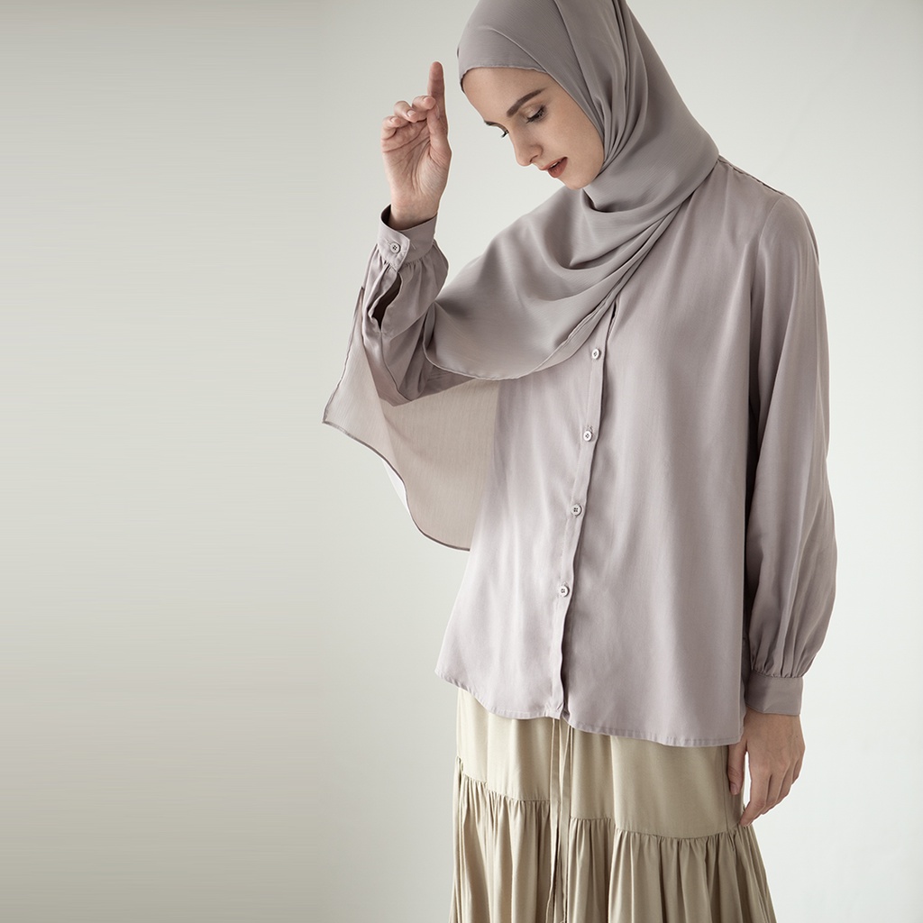 Darya by Aska Label - Kemeja wanita rayon viscose atasan blouse basic lengan panjang