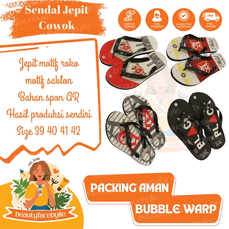 Sandal Jepit Pria Motif Roko | Sendal Distro Surfing Casual | Sandal Jepit Gambar Rokok Unik
