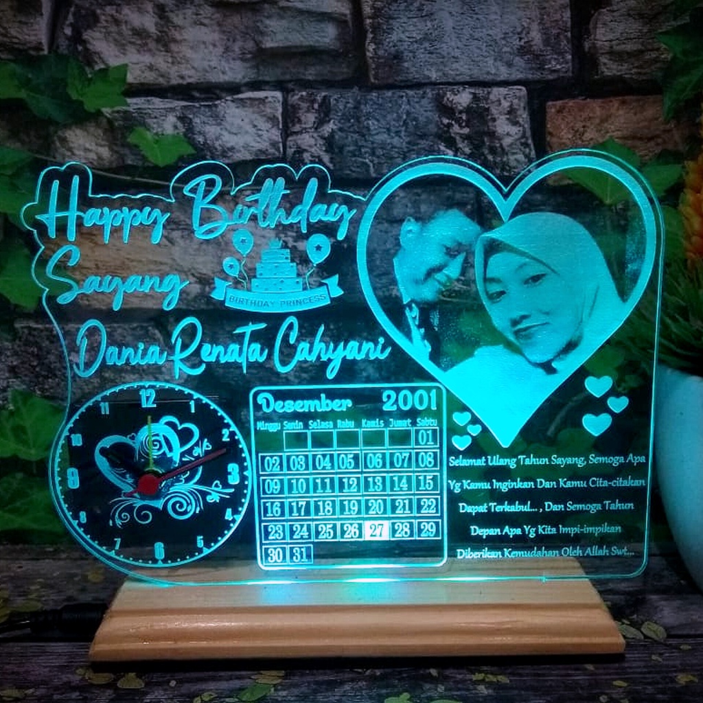 Lampu Hias Jam Akrilik Unik, Kado Ulang Tahun, Kado Wisuda, Kado Anniversary, Kado Pernikahan Dll