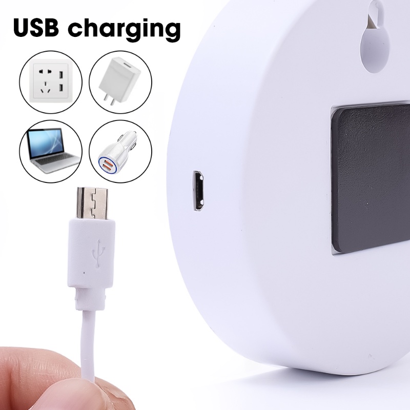 1pc Lampu Malam Bulat Portabel USB Rechargeable/Lampu Lemari Sensor Tubuh 8LED Ultra Terang/Lampu Tidur Dinding Dipasang Lampu Samping Tempat Tidur Yang Dapat Dilepas