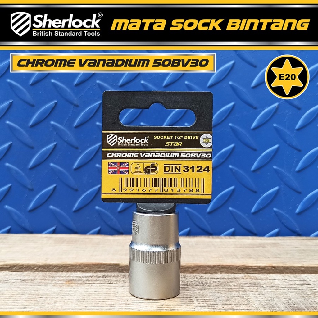 Kunci Shock Bintang Sok E20 1/2 inch Drive Star Socket Sherlock