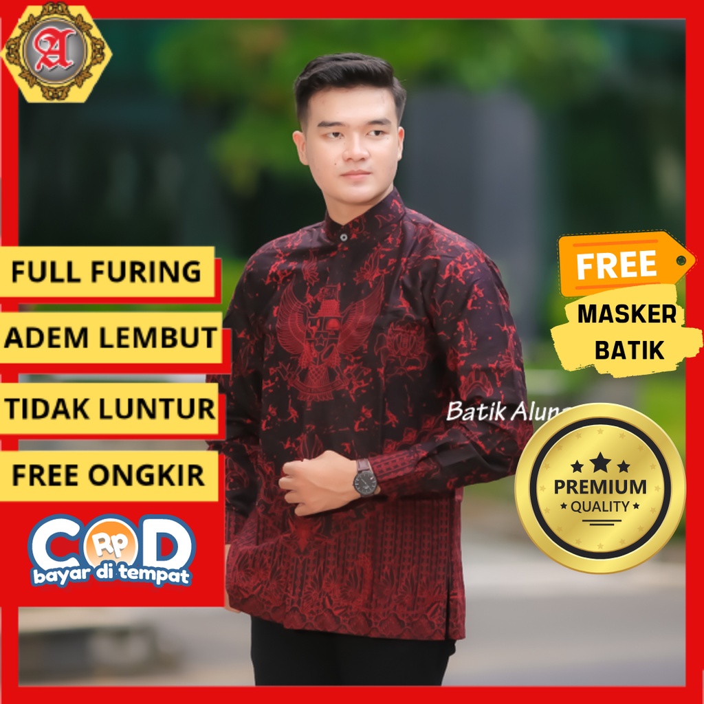 Baju Koko Muslim Batik Pria Dewasa Lengan Panjang Premium Full Furing Jogja Tulis Cap Adem Produksi 