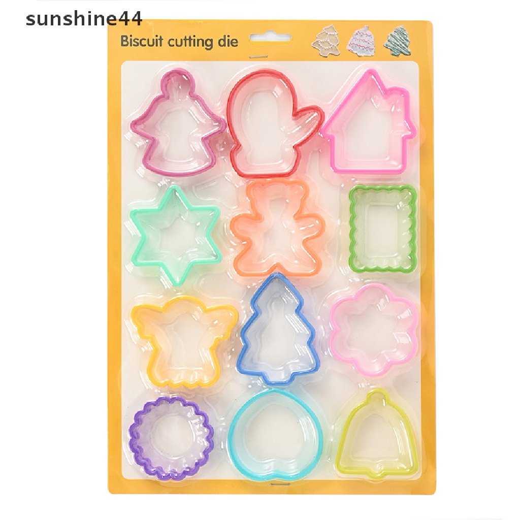 Sunshine 12Pcs Christmas Cookie Cutter Gingerbread Cetakan Pohon Xmas Natal Kue Deco.