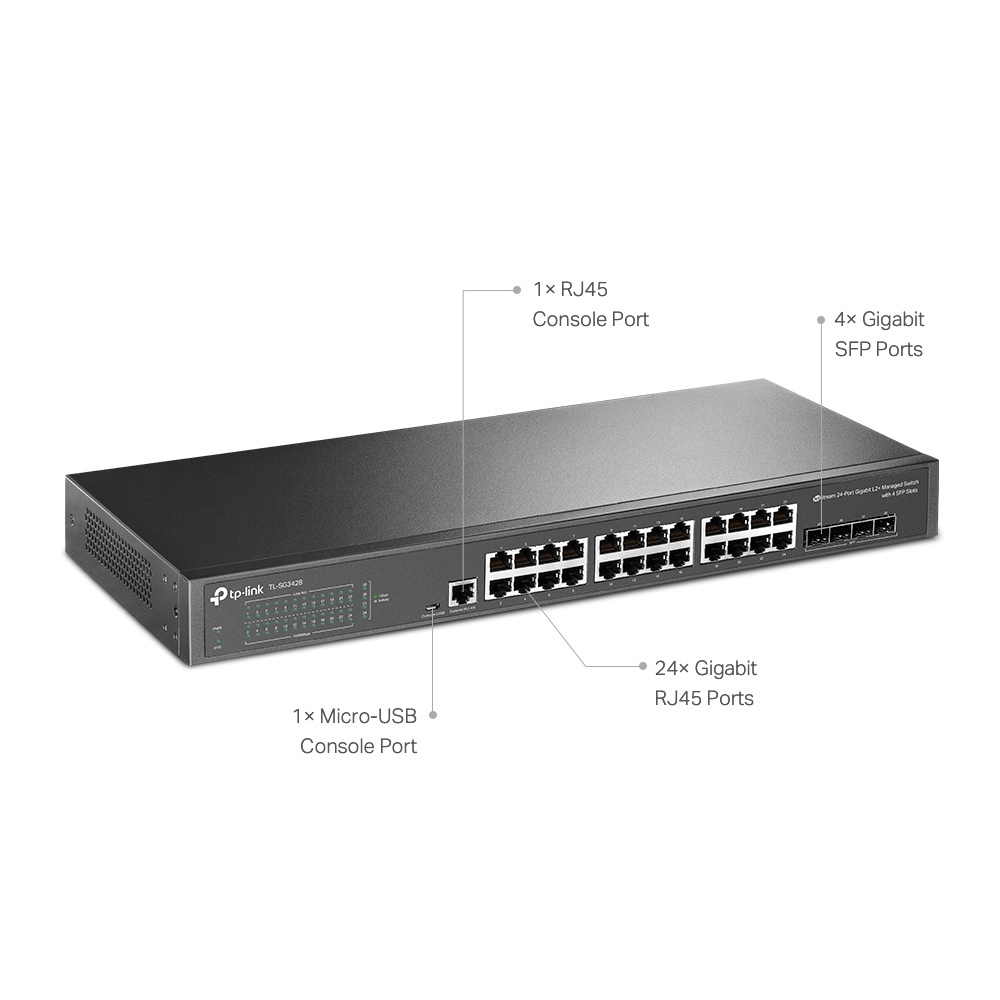 Tp-Link TL-SG3428 JetStream 24-Port Gigabit L2+ Managed Switch 4 SFP Slots