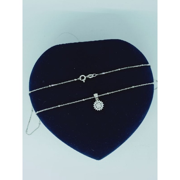 kalung itali jedar + liontin bunga mp full/ kalung perak asli silver 925 lapis emas / kalung fashion wanita terbaru