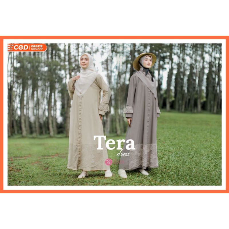 Tera Dress by Zizara Gamis Kombinasi Cotton Petrina Polos Mix Brokat