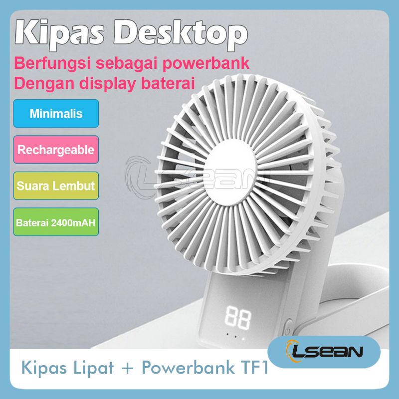 KIPAS ANGIN MINI PORTABLE DISPLAY DIGITAL BISA POWERBANK 2.400 MAH