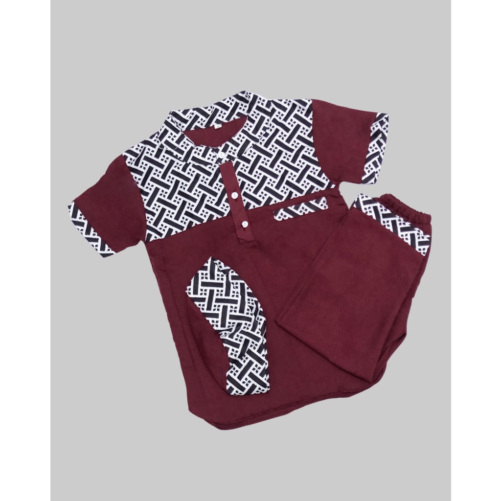 SETELAN BAJU KOKO ANAK MOTIF BATIK AZRIEL 1-10 TAHUN