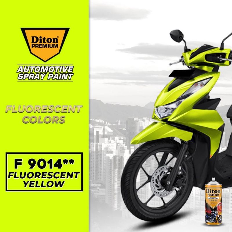 Pilok Cat Diton Premium Stabilo Yellow Kuning Fluorescent Yellow 9014 400cc Cat Semprot Tahan Bensin