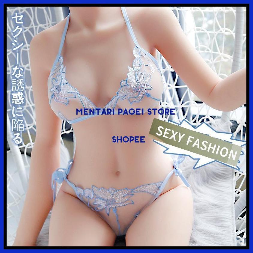 MINI TALI BIKINI BRA DAN THONG LINGERIE WANITA HALTER SEGITIGA BIKINI SET TALI SAMPING 3B11 HIGHT CL