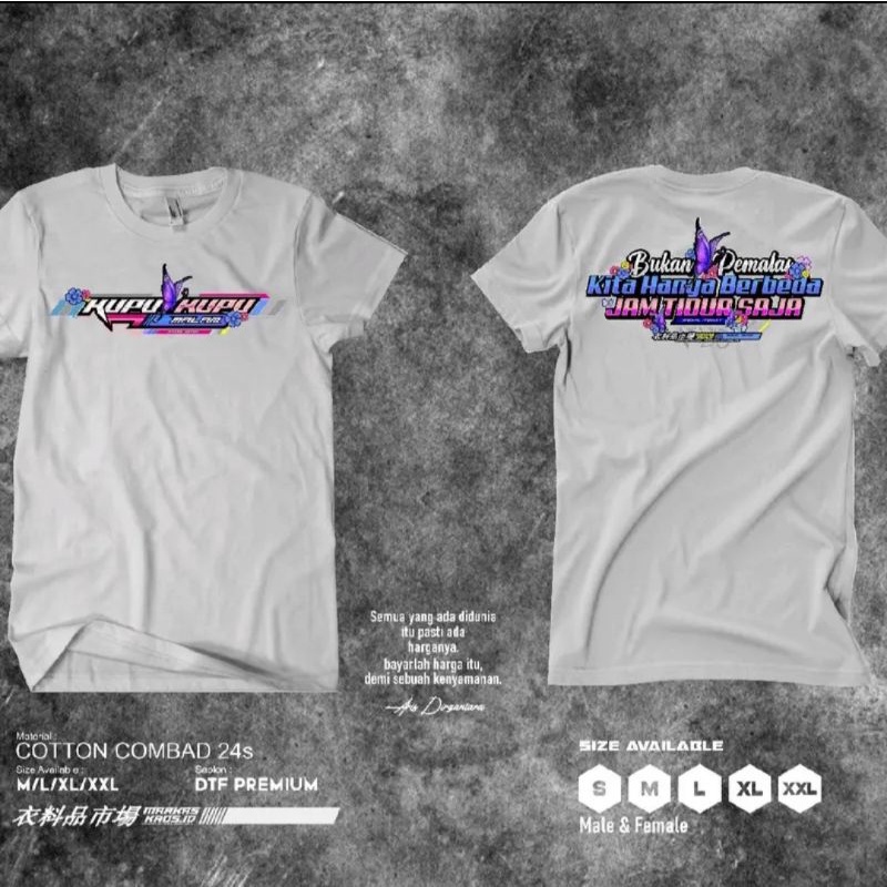 Kaos Kata Kupu kupu malam | kaos kata kata | kaos pria wanita