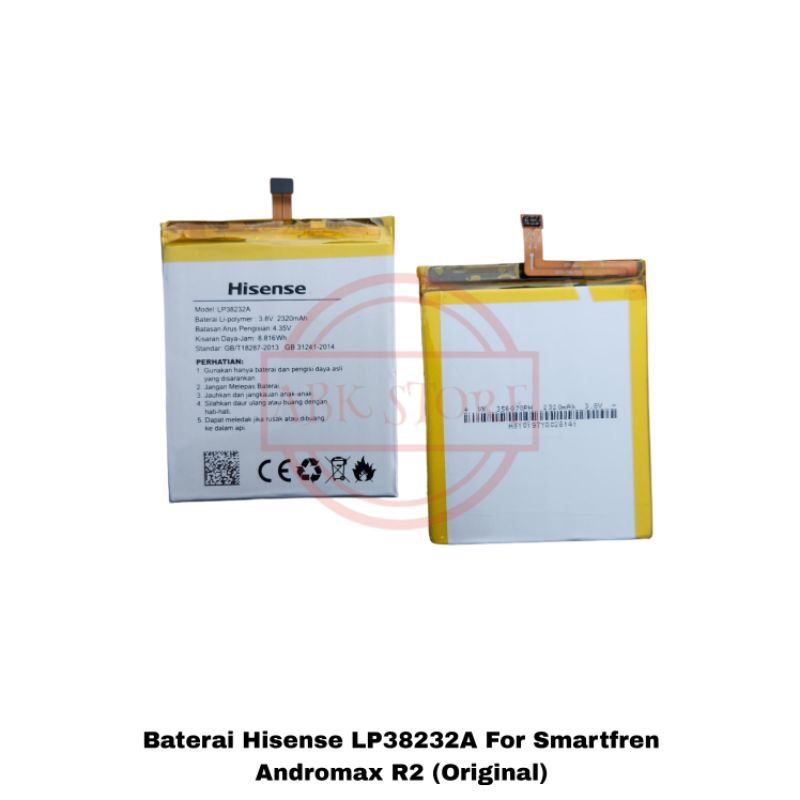 BATRE BATERAI BATTERY HISENSE LP38232A FOR SMARTFREN ANDROMAX R2 ORIGINAL