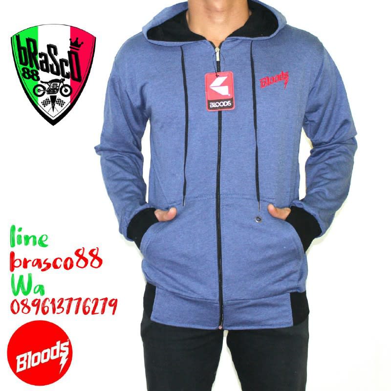 jaket bloods - sweater bloods cowo - jaket premium- jaket bloods blue ocean - jaket hoody murah
