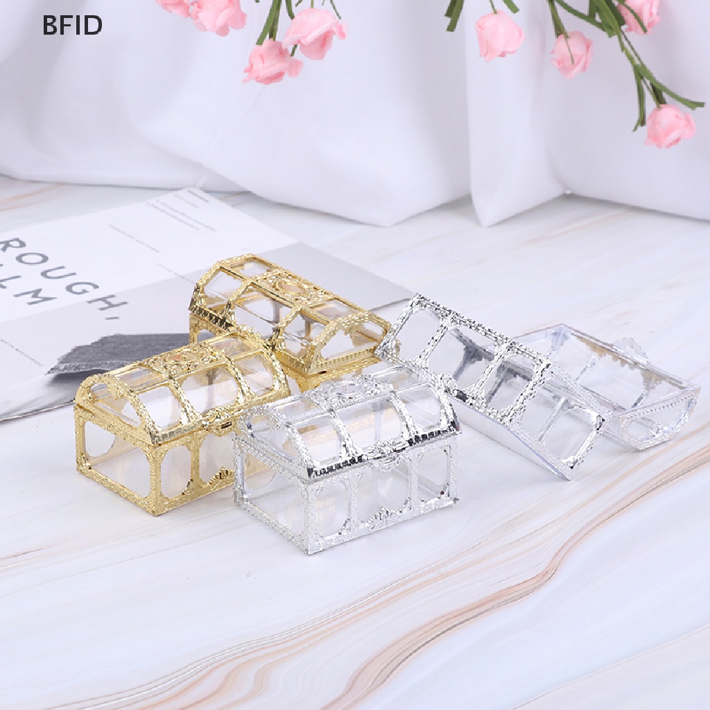 [BFID] 1pc Kotak Penyimpanan Portable Candy Hollow Gold Silver Treasure Chest Case Organizer [ID]