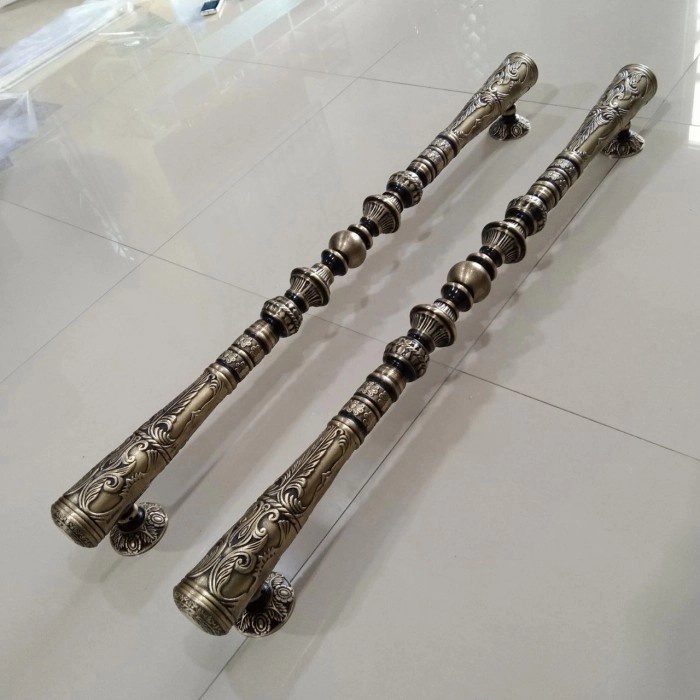 Handle Pintu Rumah Kuningan / Gagang Pintu Mewah Model Godo Ukir 100cm