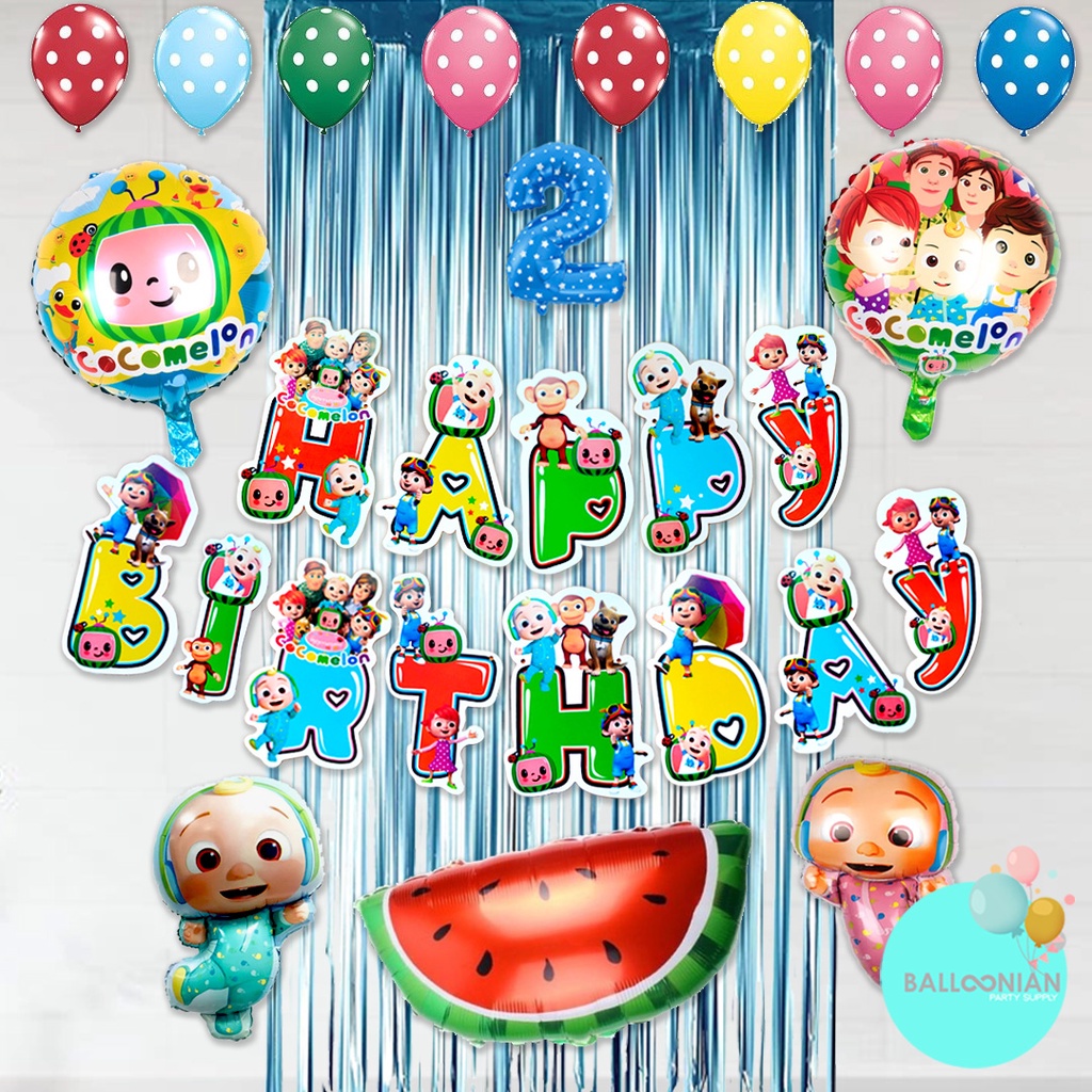 RK COCOMELON SIMPLE DECORATION SET/DEKORASI ULTAH ANAK/BALON FOIL BABY/BALLOON COCOMELON