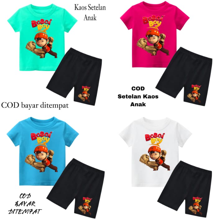 Hzl_outfit Setelan Kaos Baju Boiboiboy Airbender Anak Laki Laki