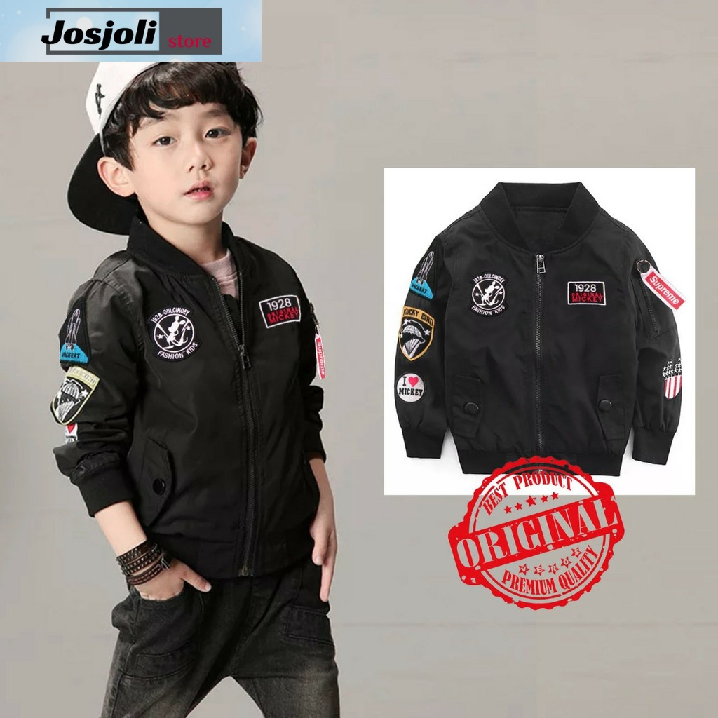 JOSJOLI_STORE/Jaket Bomber Kids Mickey/Jaket Anak Laki-Laki/Pakaian Anak Laki-Laki Lengan Panjang/Usia 5-7 Tahun