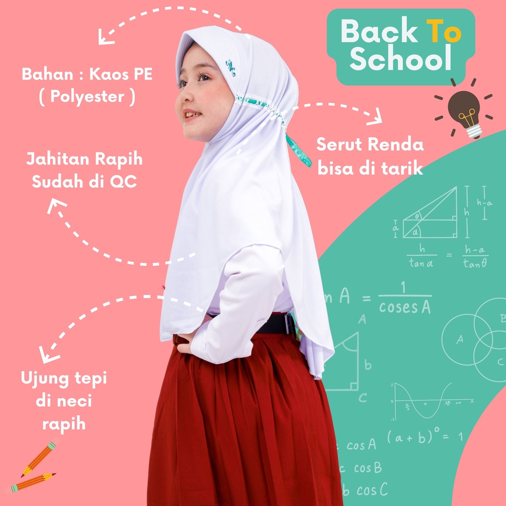 Jilbab Kerudung Anak Sekolah Instan Bahan Jersey