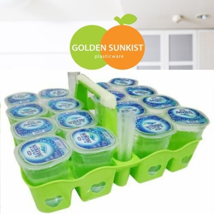 Golden Sunkist Rak Tempat Aqua Sekat 16 Cup Wadah Saji Minuman RA 9016 Plastik Lebaran Ruang Tamu