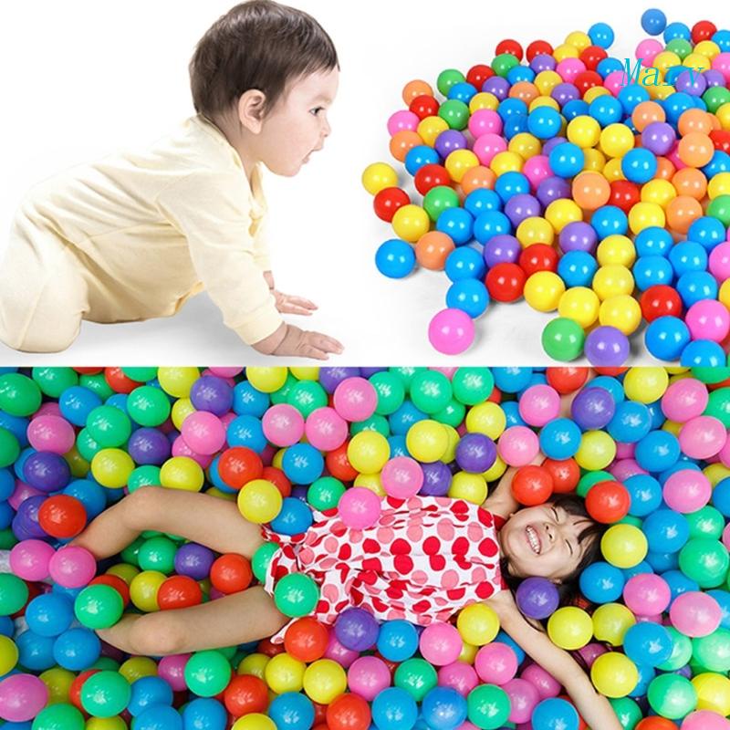 Mary 50pcs Multicolor Mainan Anak Bayi Bulat Plastik Lembut Ocean 5.5CM