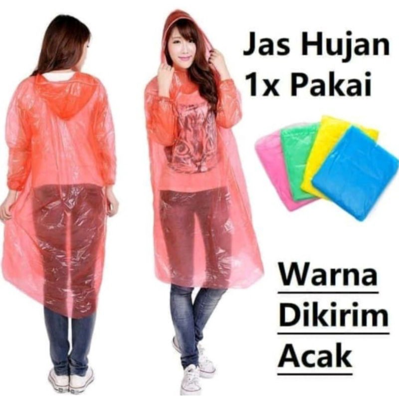 Jas Hujan Plastik Sekali Pakai / Jas Hujan Poncho Disposable