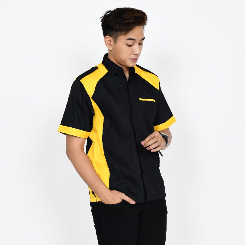 custom baju kerja murah/baju kerja tangan pendek/baju karyawan kantor/komunitas/community/baju pegawai sekolah/kemeja karyawan perkantoran/kemeja restoran/kemeja bisa tambah bordir