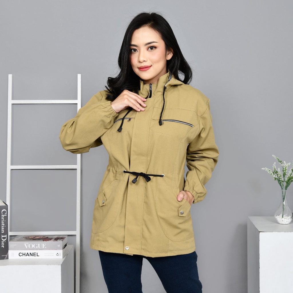 Marlin Store Jaket Jumbo Wanita Keren Baby Canvas Jaket Perempuan Dewasa Bolak Balik Size M Sampai 4XL