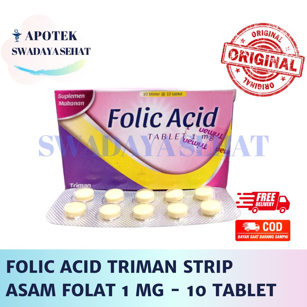 FOLIC ACID TRIMAN STRIP 10 Tablet - Asam Folat 1 MG Ibu Hamil
