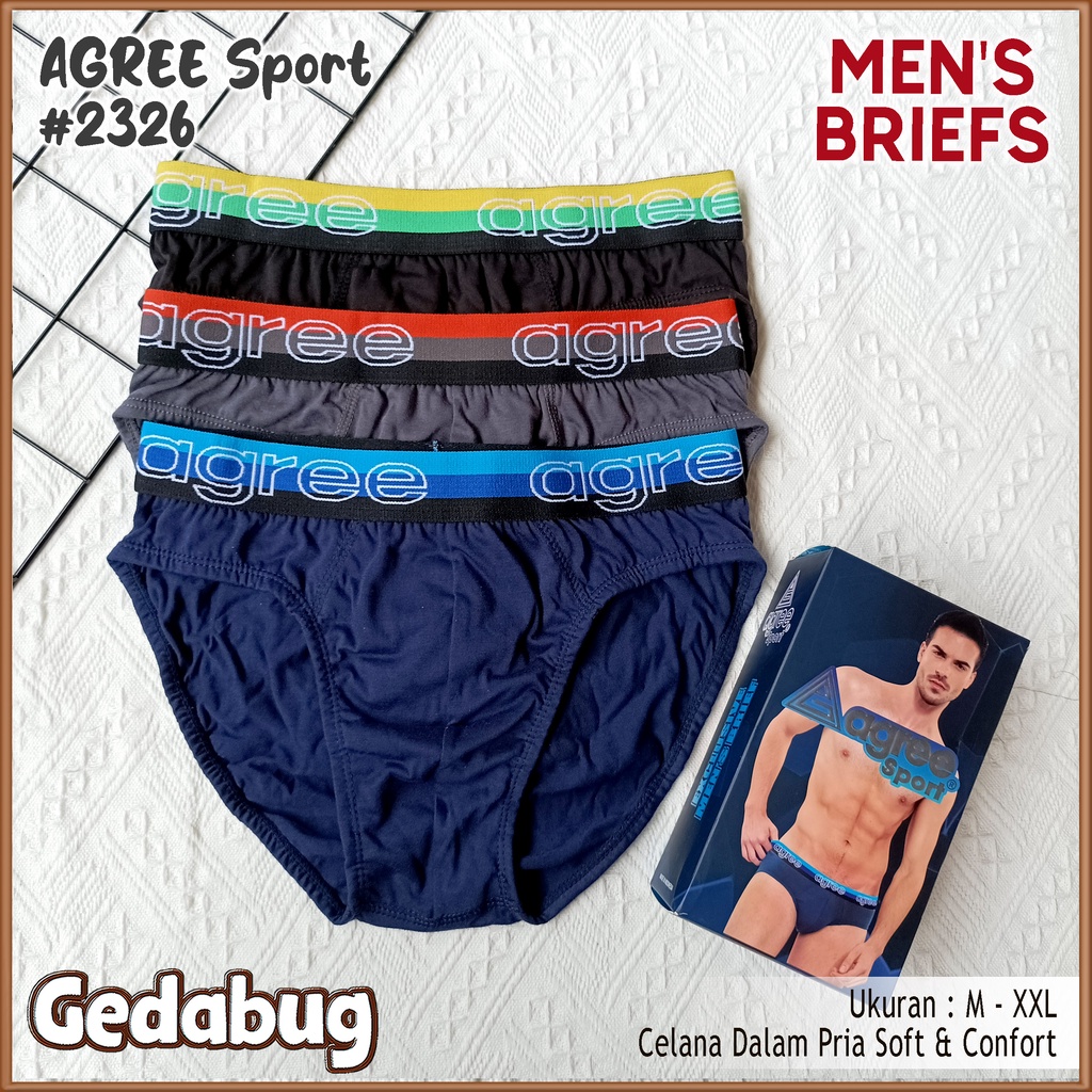 CD Pria Agree Sport 2308 | 2321 | 2322 | 2323 | 2325 | 2326 | 2327 | 2328 | Celana dalam Segitiga Karet Boxer | Gedabug