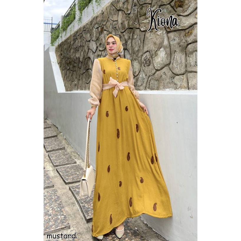 GAMIS PESTA KONDANGAN KIONA ORGANZA KRINKLE POM POM