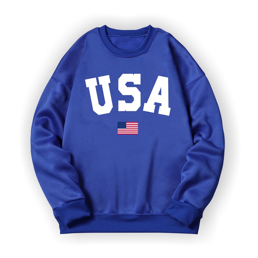 Sweatshirt Basic U S A II Sweater Crewneck Print DTF II Size M - XL Anak &amp; Dewasa ( Pria &amp; Wanita )