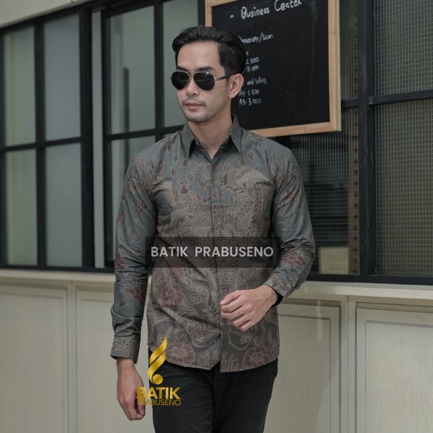 PANCANAKA Batik PRABUSENO Original 100% Katun Asli Pria Lengan Panjang Printing Kemeja Formal Kantor