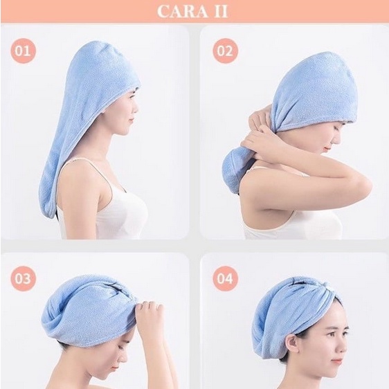 Handuk Keramas Kepala shower cap mandi Kain Microfiber cewek Hair cover rambut Tower Import