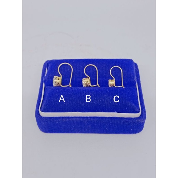 anting kait solitaire (desi) mp silver925 / anting dewasa dan anak perak asli lapis mas